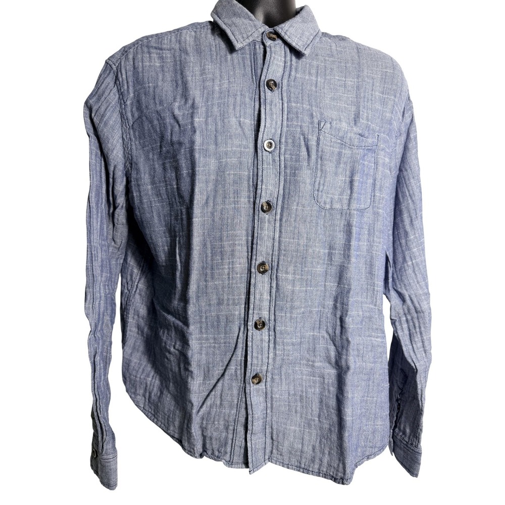 Purnell Shirt Mens Large Blue Chambray Long Sleeve Button Up Lightweight Casual‎